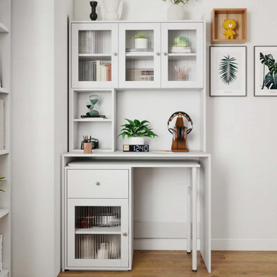Ensemble de bureau d'ordinateur avec portes en verre Antheris