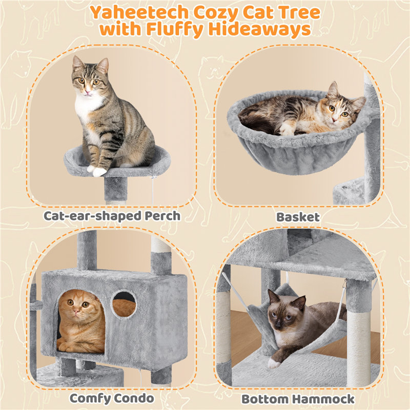 Multiple Level Cat Tree with Scratching Posts, Light Grey