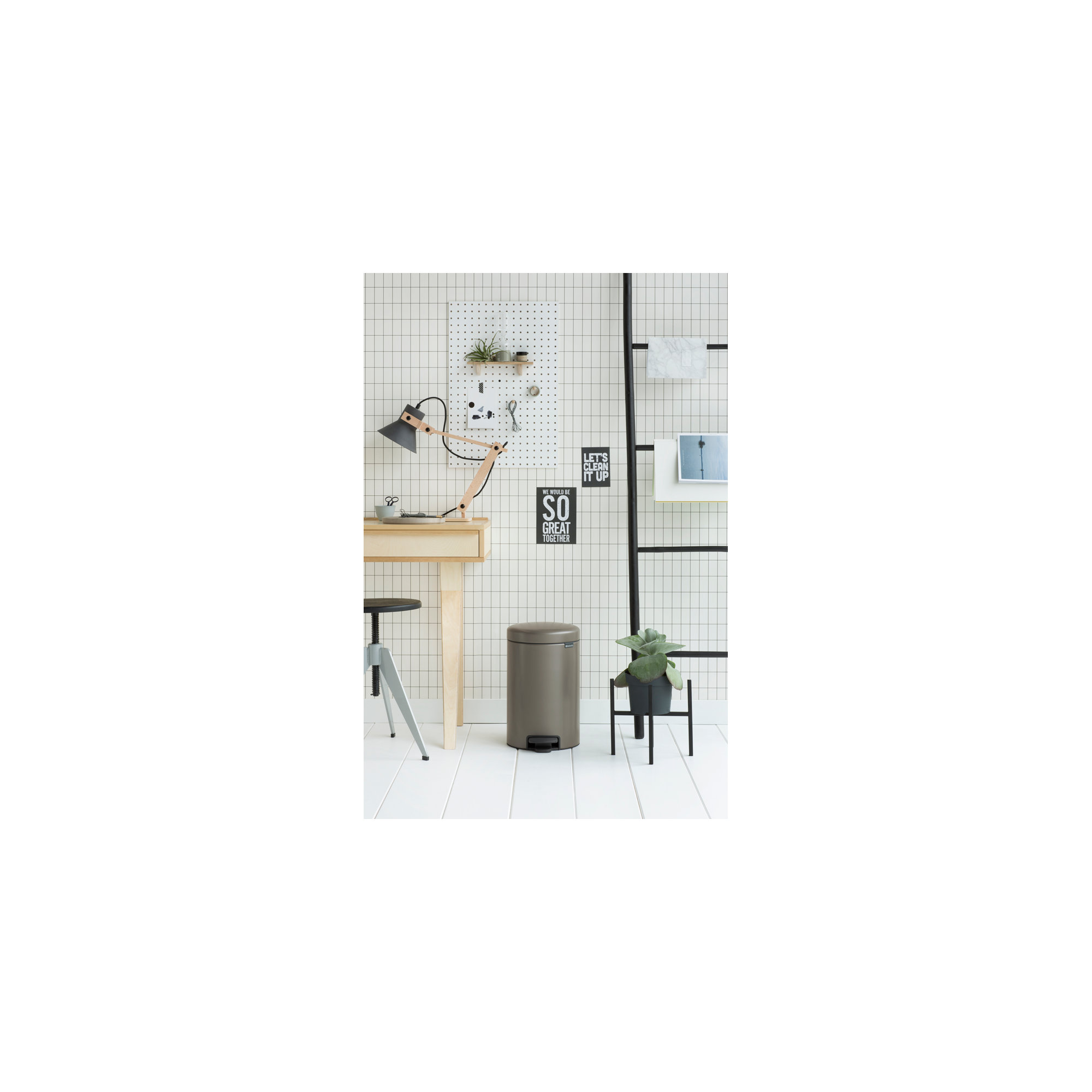 Brabantia Newicon Step On Trash Can, 3.2 Gallon (12 Liter), Mineral Concrete Gray