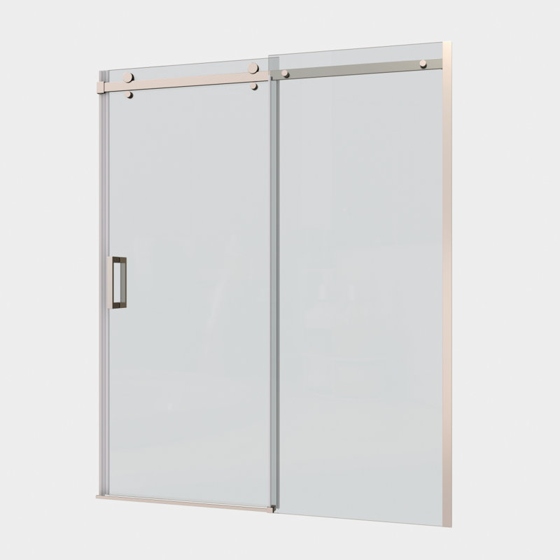 Porte de douche en verre, porte coulissante, avec verre trempé de 5/16 po et finition chrome poli 6074, Chrome chrome