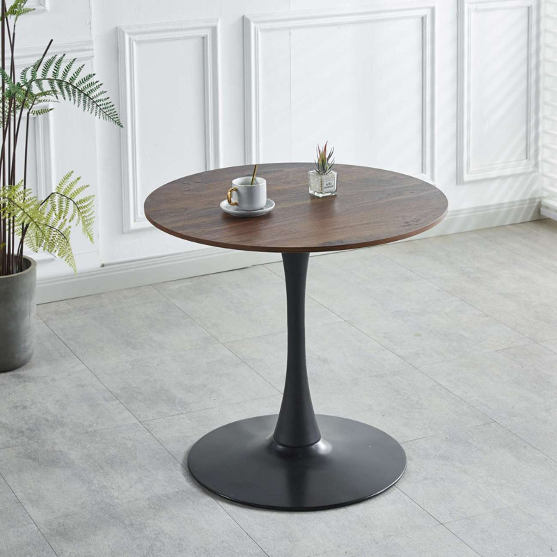 Table de salle à manger 47,2 pouces, 28.79"H x 31.54"L x 31.54"W, Noyer, Noir