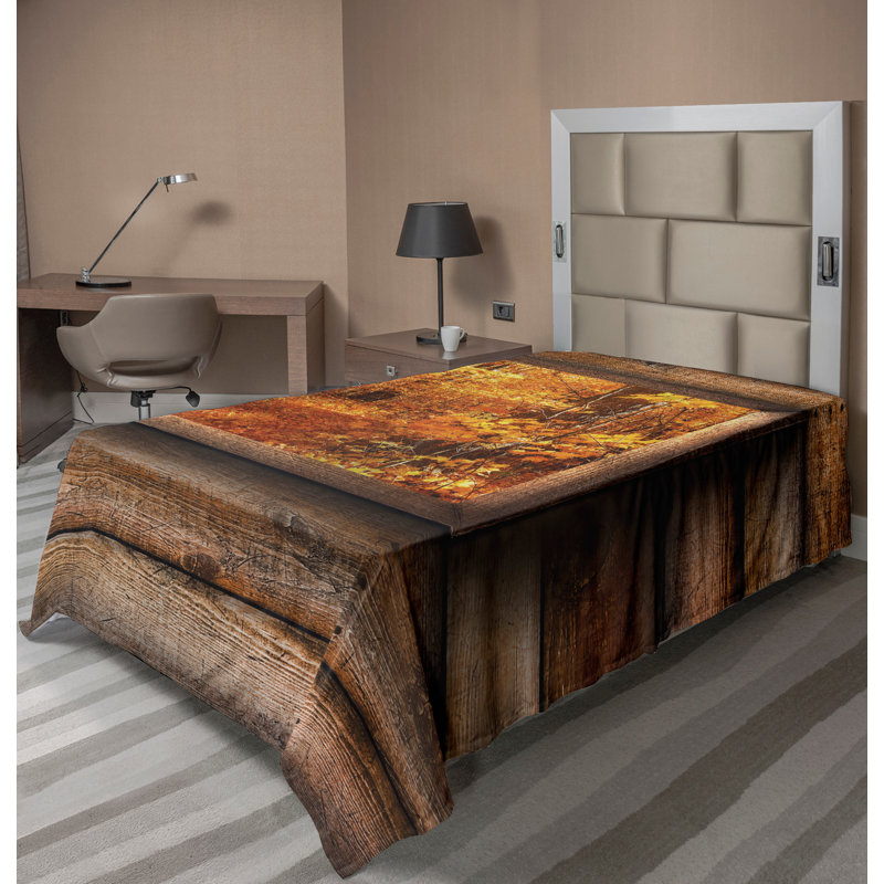 Drap-housse Ambesonne à dessus tombé rustique orange chalet, Drap plat pour lit simple TG