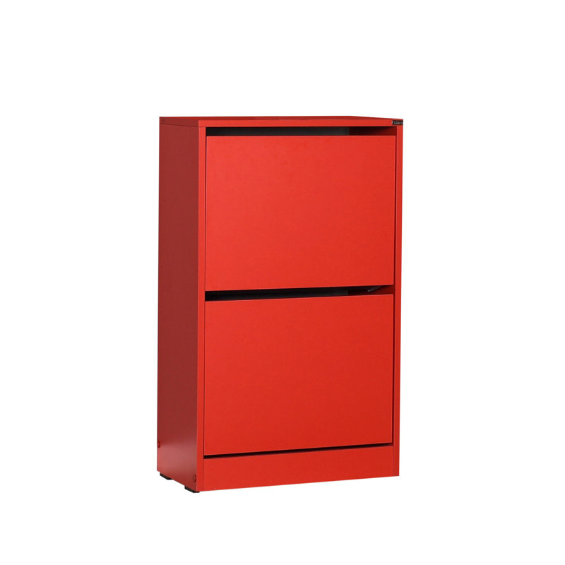 Baneen 8 Pair Shoe Storage Cabinet, Red