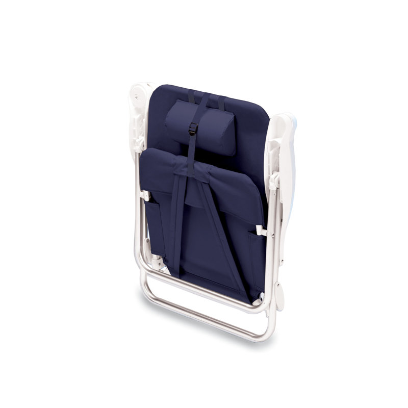 Chaise de plage inclinable Monaco avec sangles de sac à dos, Bleu