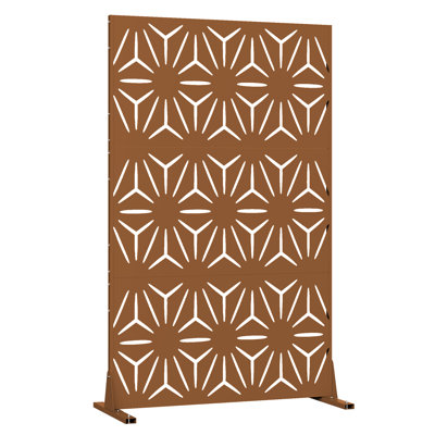 Écran d'intimité robuste pour patio, balcon, cour arrière - paravent en métal H 72 po x l 72 po avec motif géométrique moderne, ensemble anti-basculement, résistant aux intempéries, facile à assembler (sjx)