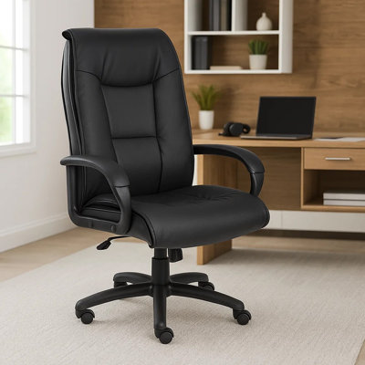 Fauteuil de direction avec accoudoirs rembourrés, similicuir, tension d'inclinaison