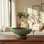 Bol Poterie Base en terre cuite piédestal pour bureau à domicile, salon, décoration moderne et décontractée - 5 po vert