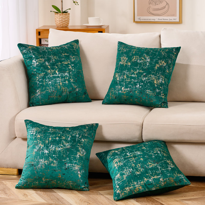 Abstract Velvet Throw Pillow, 18" x 18", Pillow Cover Only - No Insert, Green