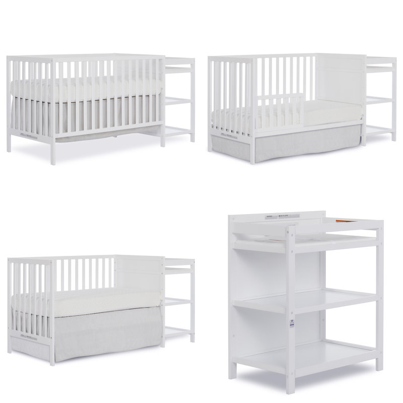 White Pine Convertible Toddler Crib with Changing Table