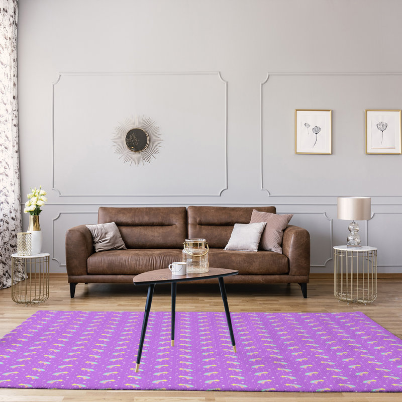 Tapis de zone mauve à étoiles filantes, Rectangle 8 pi x 10 pi