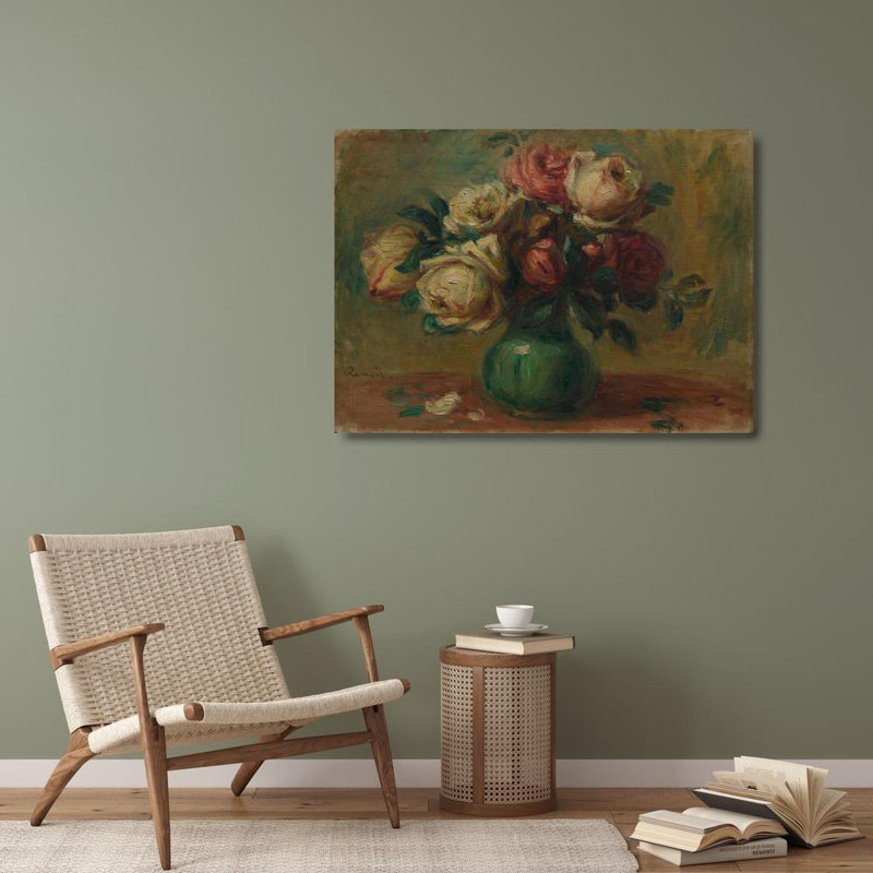 «Roses in a Vase» par Pierre-Auguste Renoir, reproduction d'art sur toile tendue avec châssis, H 40 po x l 28 po