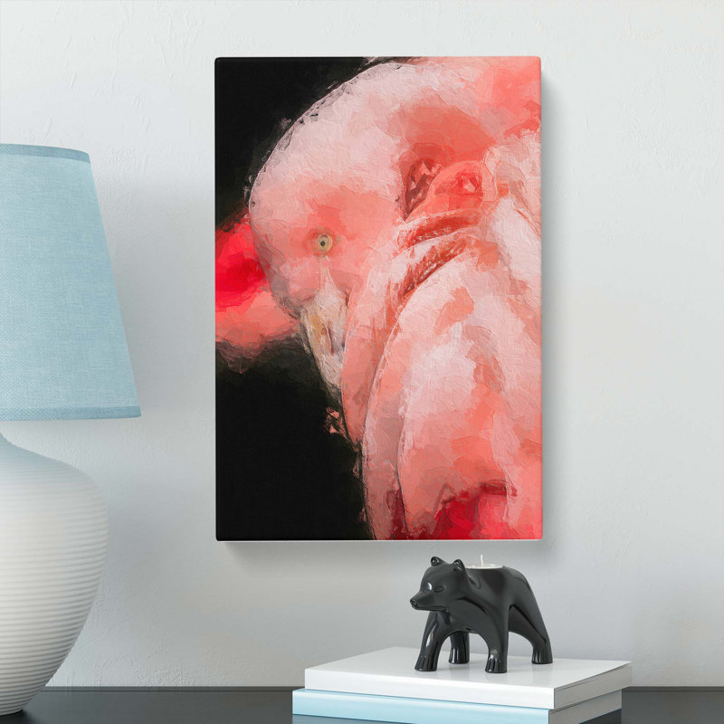 Pink Flamingo Abstract Art - Wrapped Canvas, 60cm H x 40cm W x 3cm D