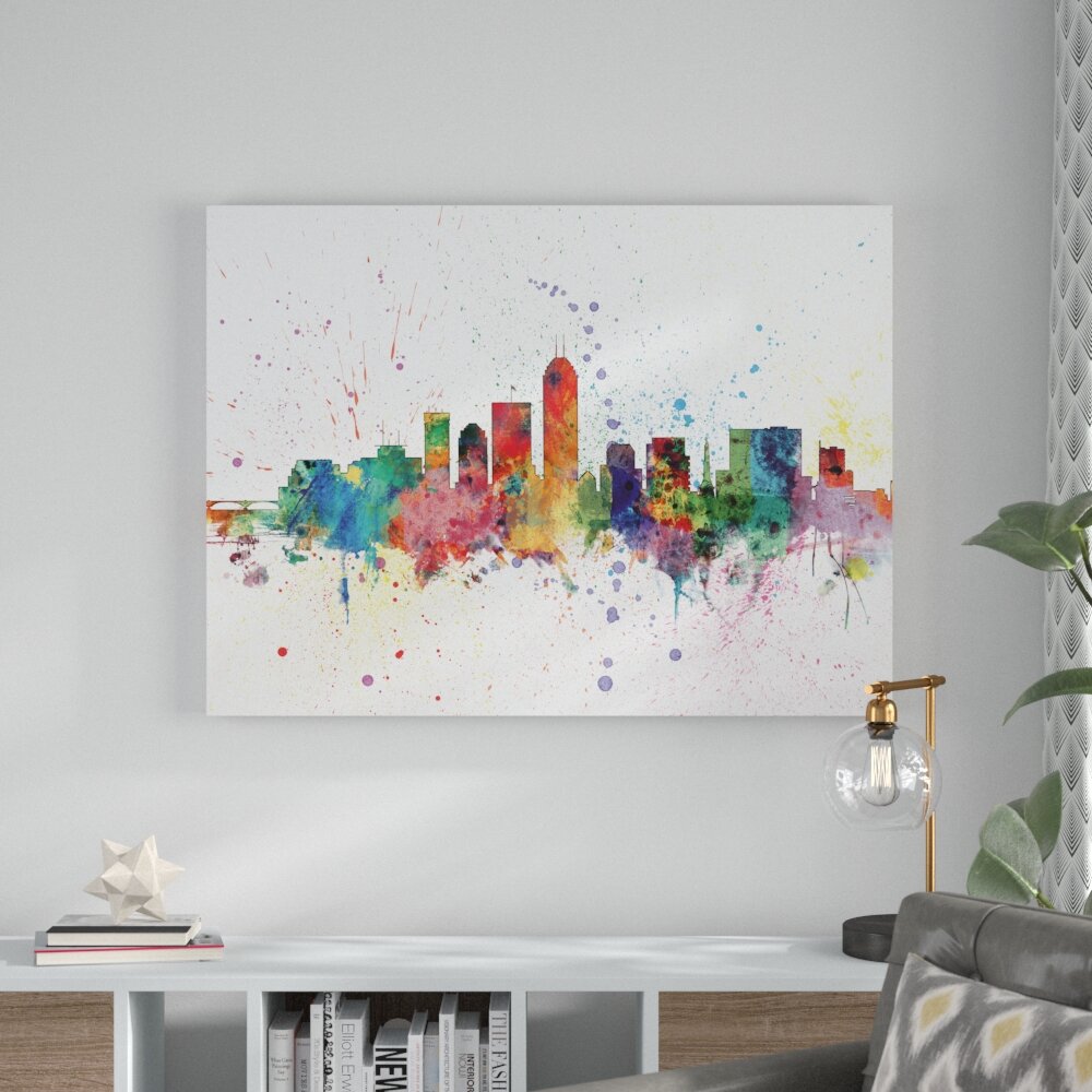 Wrought Studio Indianapolis Indiana Skyline II On Canvas by Michael ...