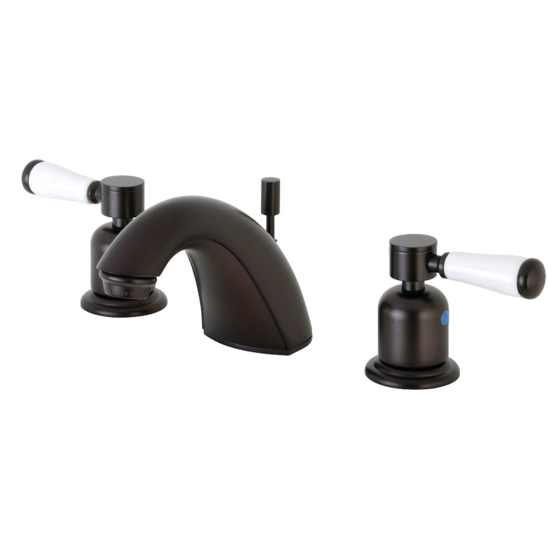 Kingston Brass Paris Two-Handle 3-Hole Deck Mount Widespread Bathroom Faucet with Retail Pop-Up Drain, Oil Rubbed Bronze