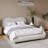 Avery Modern Chenille Upholstered Platform Bed with Curved Headboard and Solid Wood Legs