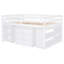 Lit mezzanine double avec 3 tiroirs et bureau, construction en bois massif blanc et fonctionnel-742469771