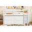 Lit mezzanine simple blanc avec bureau latéral et 4 tiroirs, lit utilitaire en bois massif Maximize-118035841-118035843