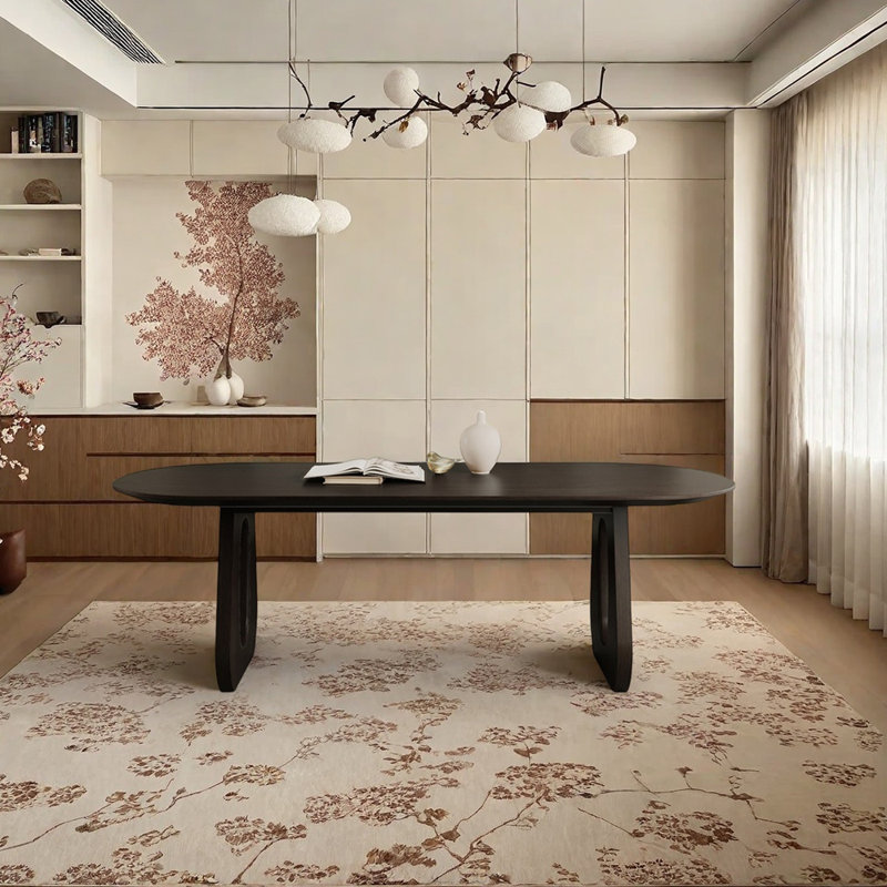 Solid wood oval practical dining table, H 29,53 po x L 78,74 po x l 31,5 po