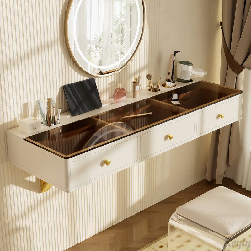 Table de coiffeuse murale 47 ", table flottante avec tiroir