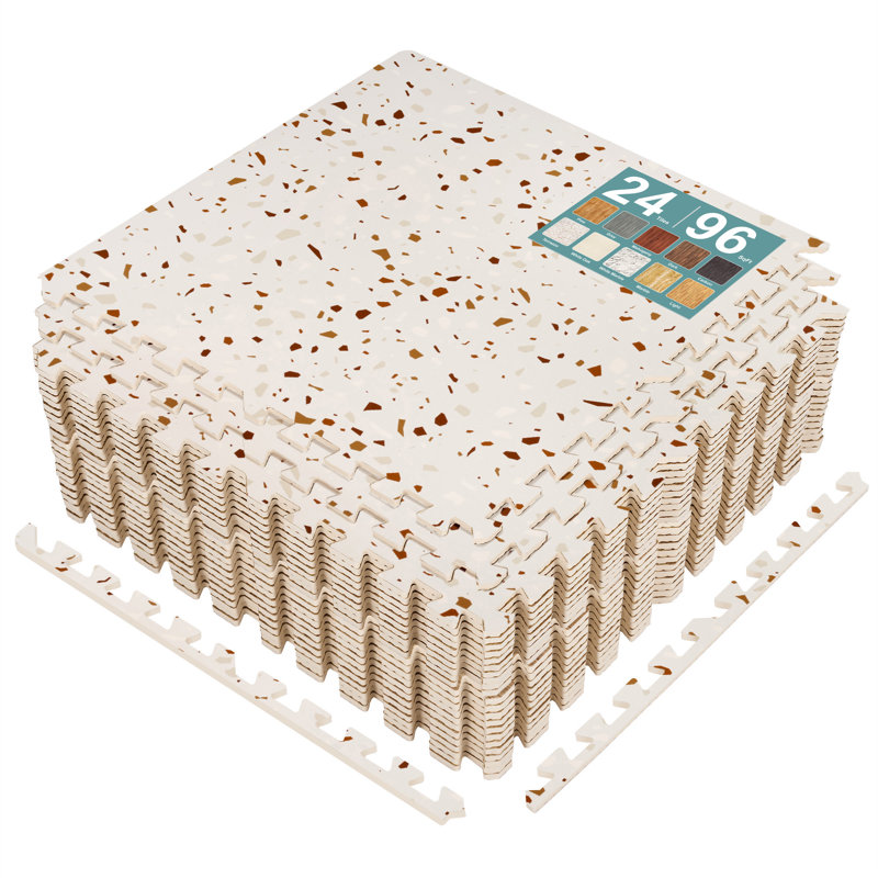 Carreaux de sol en mousse de grain de bois imperméable Sorbus, 24 tuiles, 96 pieds carrés, emboîtable, terrazzo, Terrazzo