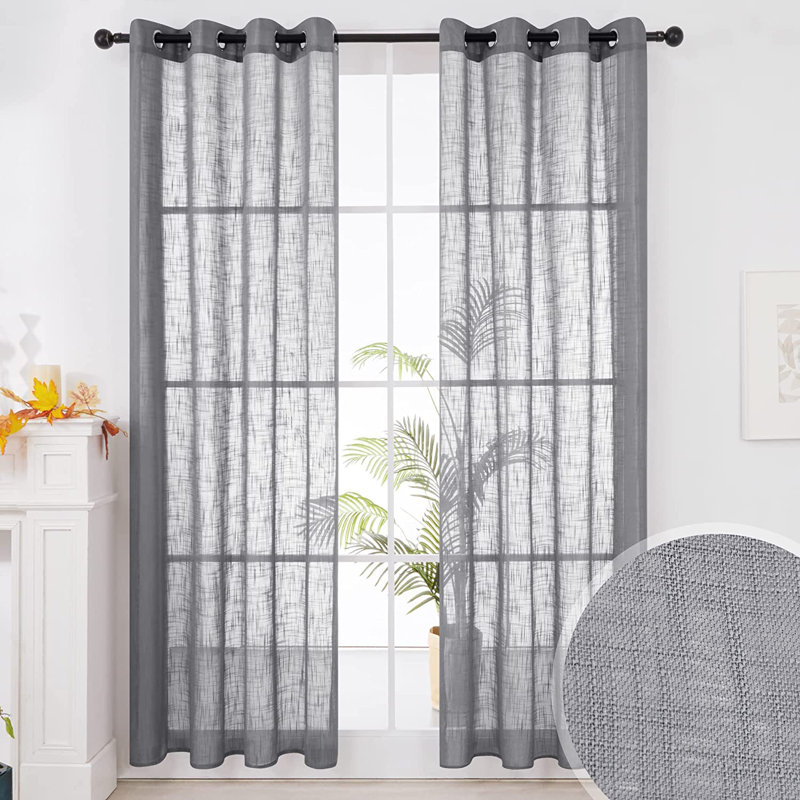 Sheer Curtain Pair, 52" W x 45" L, Gray