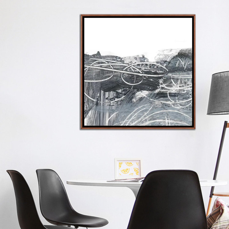 "Scribble I" par Ethan Harper, reproduction d’art, Toile avec cadre en bois brun classique, H 37 po x l 37 po x P 1,5 po
