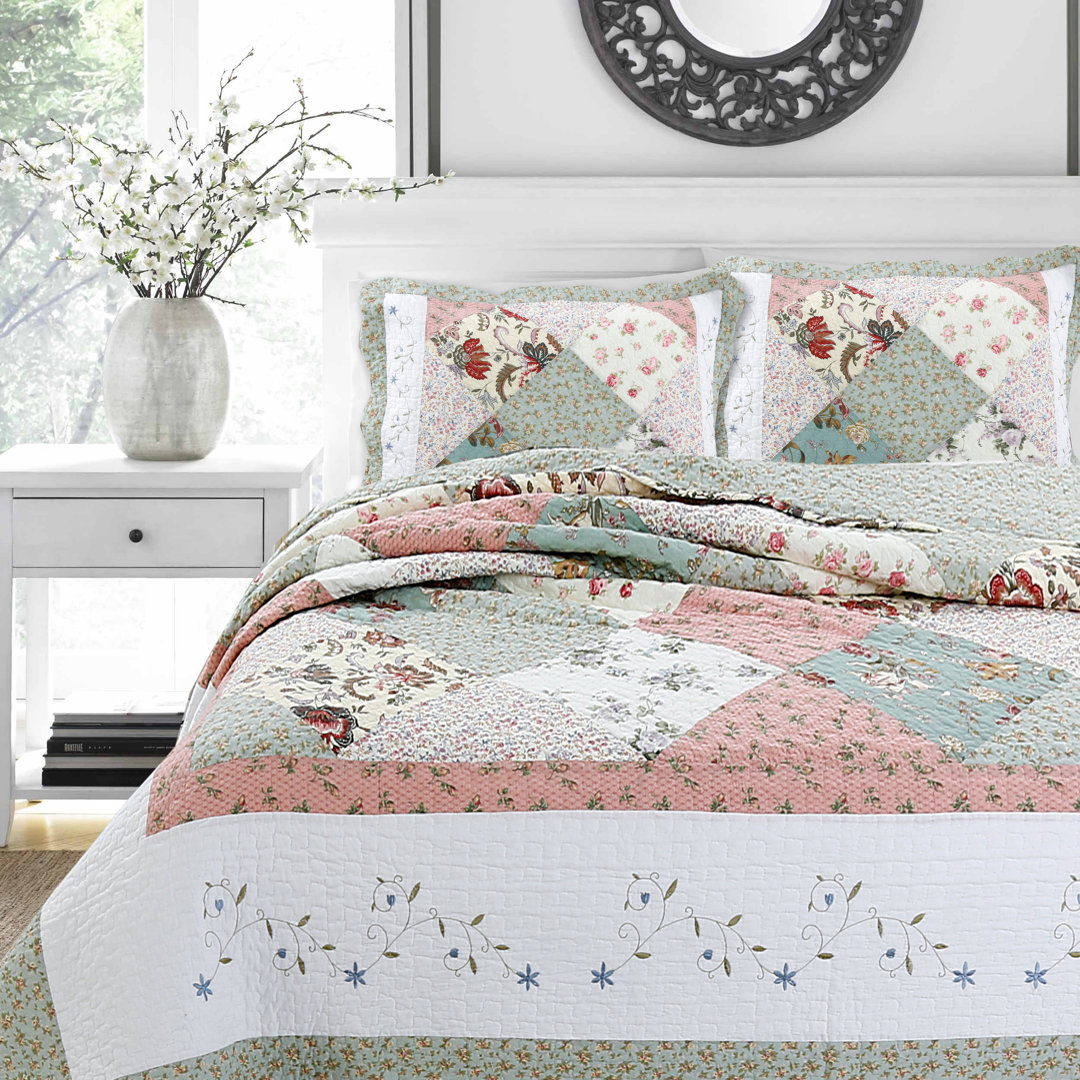 Celia Modern & Contemporary Cotton Quilt Set Cozy Line Home Fashion 