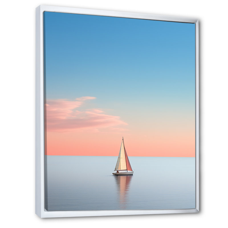 Impression sur toile, "Horizon maritime II" maritime, H 32 po x l 24 po x P 1 po, Cadre flottant blanc