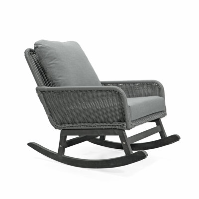 Wicker Rocking Chair with Soft Polyester Cushions and Durable Wooden Frame