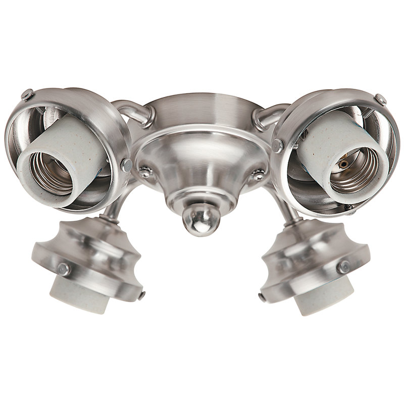 4-Light Ceiling Fan Light Fitter, Brushed Nickel