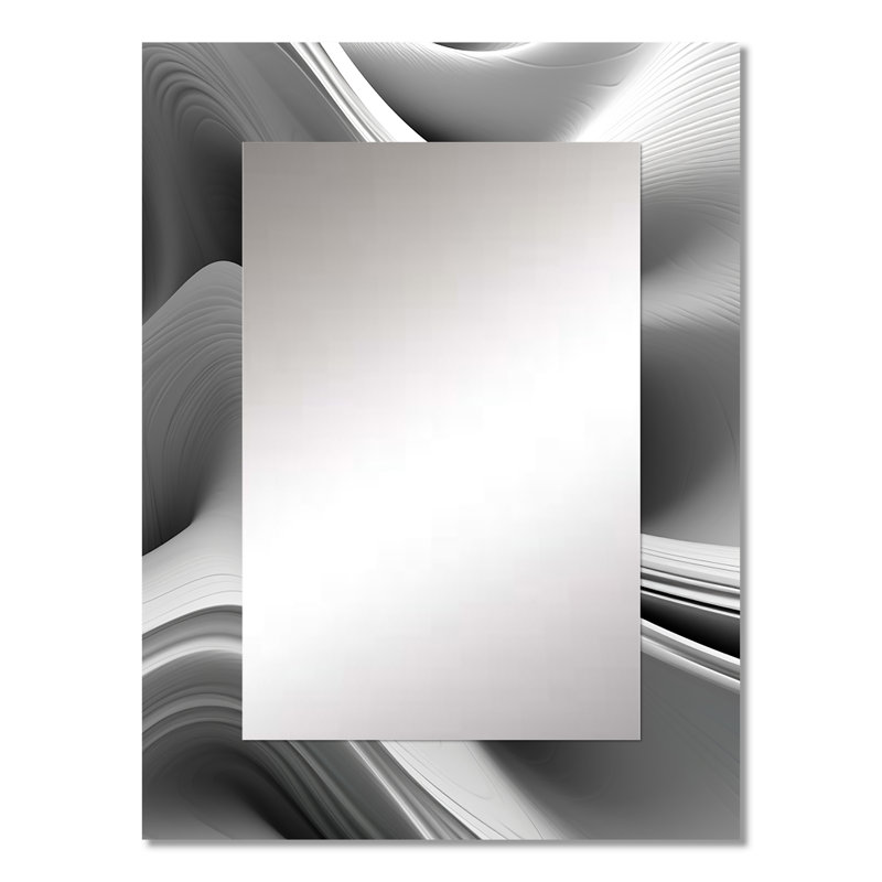 Blanc noir infini ondulations - miroir décoratif de vagues, miroir mural moderne, impression d'art en métal, 32 po x 24 po