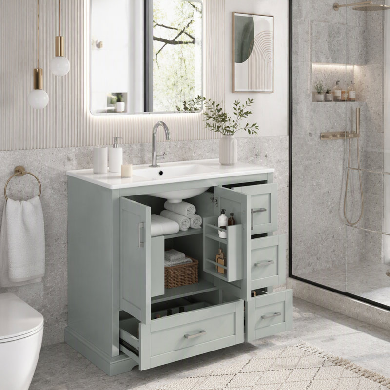 Meuble-lavabo avec lavabo en céramique