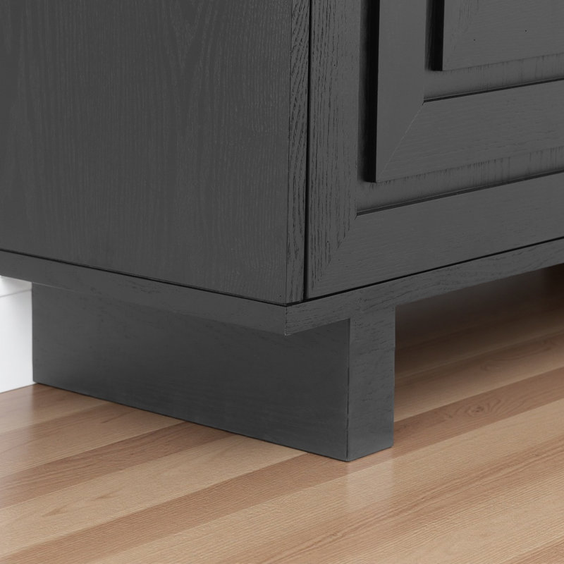 59" W 4-Door Sideboard With Metal Handles, Black