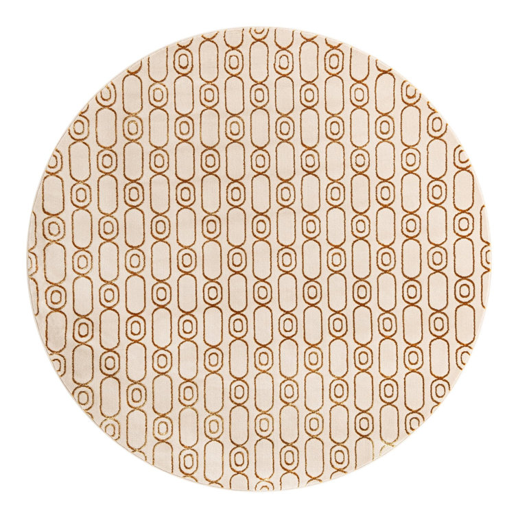 Latitude Run® Column Nikica Rug White and Gold