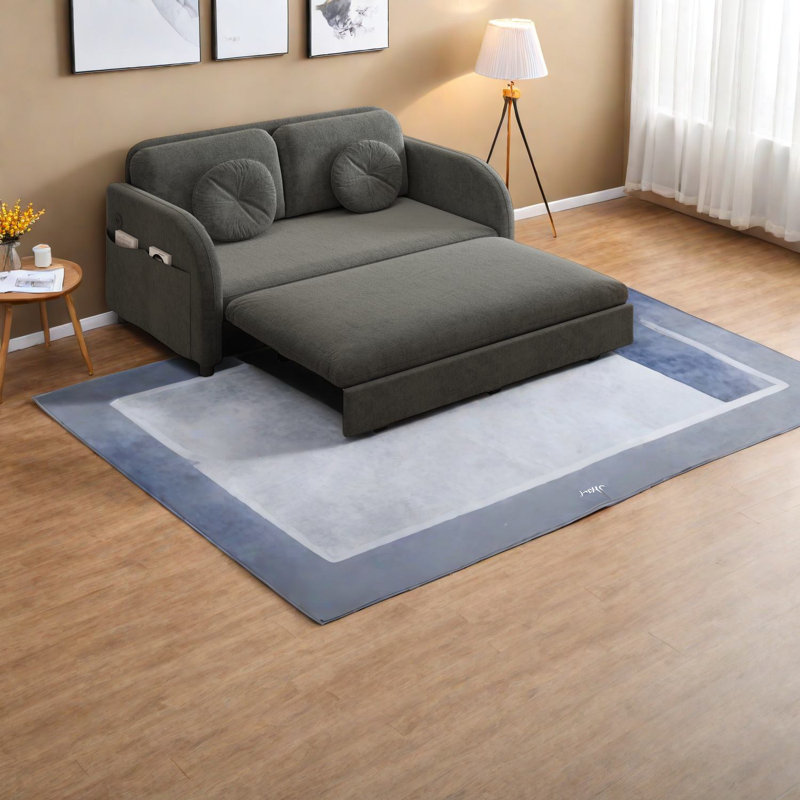 Multifunctional Sleeper Sofa With Usb & Storage, Chenille Upholstery, Modern Grey