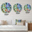 Horloge murale moderne avec impression géométrique bleu-vert et violet sur fond turquoise-59914049