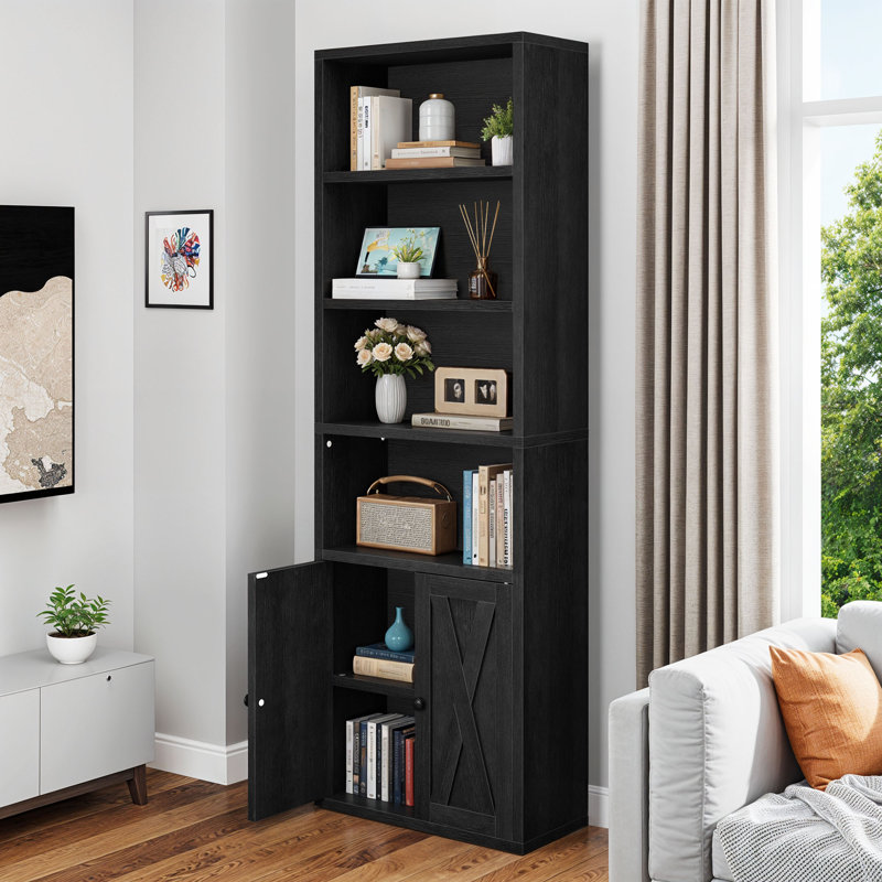 Shawntella 180cm H x 60cm W Standard Bookcase, Black