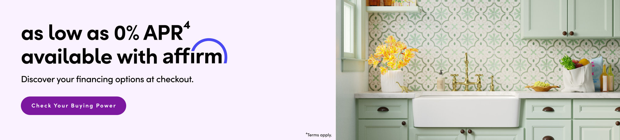 As low as 0% APR available with Affirm, discover your financing options at checkout, Check Your Buying Power.