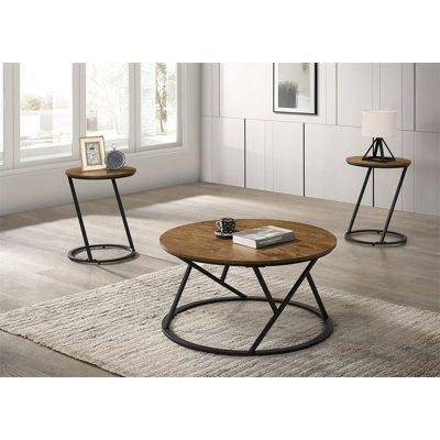Ensemble de table contemporaine 3 pièces à finition naturelle Table basse 1X Table de bout 2X