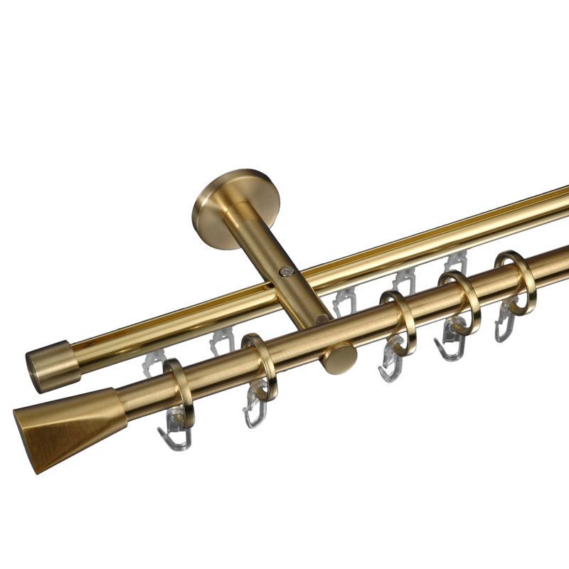 Arna 1.6cm Double Curtain Pole, 8cm H x 120cm W x 5cm D, Gold