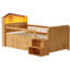 Lit mezzanine simple avec éclairage à DEL et espace de rangement pour tiroirs fonctionnels naturels-397766112