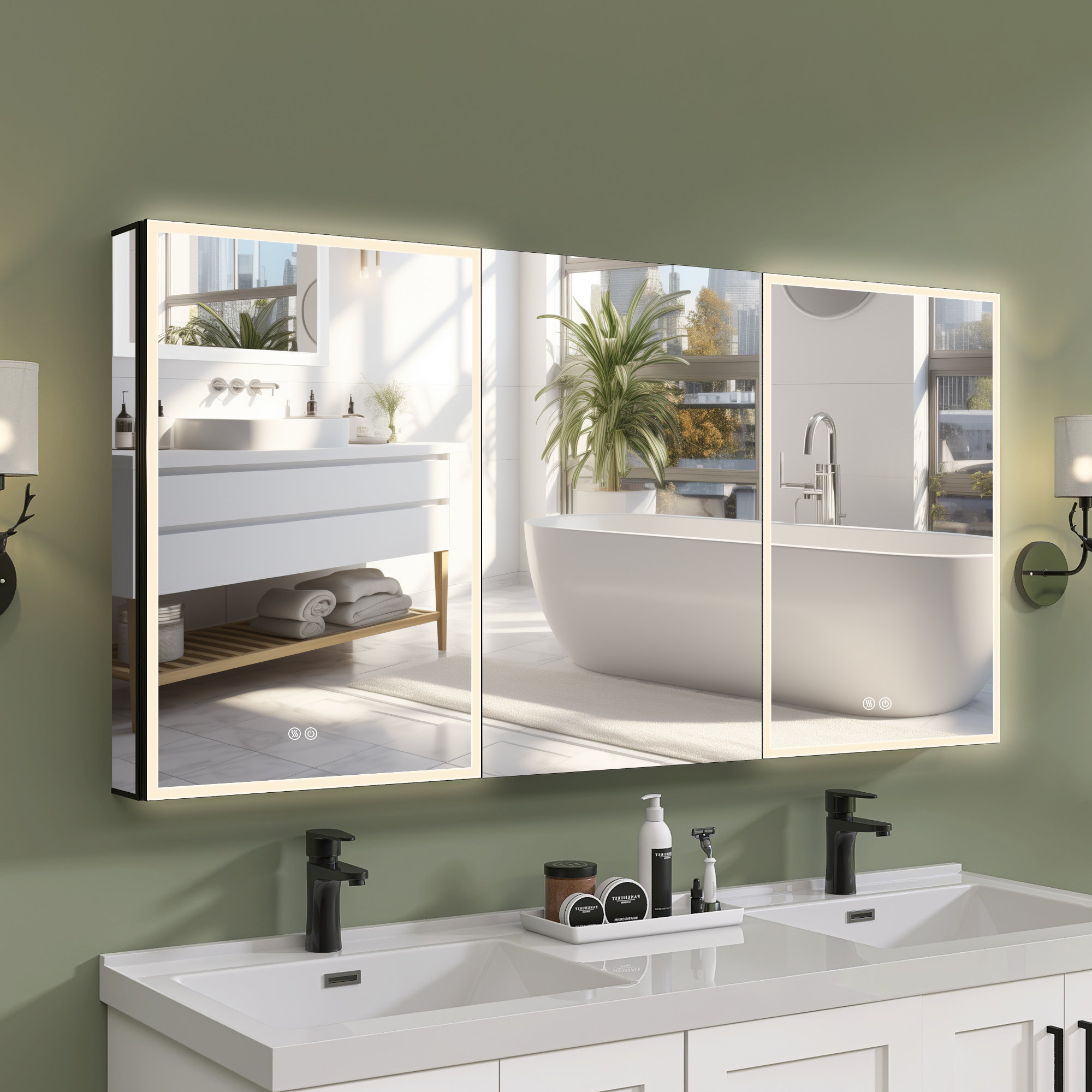 Wrought Studio Beatta 60 W 30 H Recessed Frameless Medicine Cabinet Mirror 9 Adjustable Wayfair