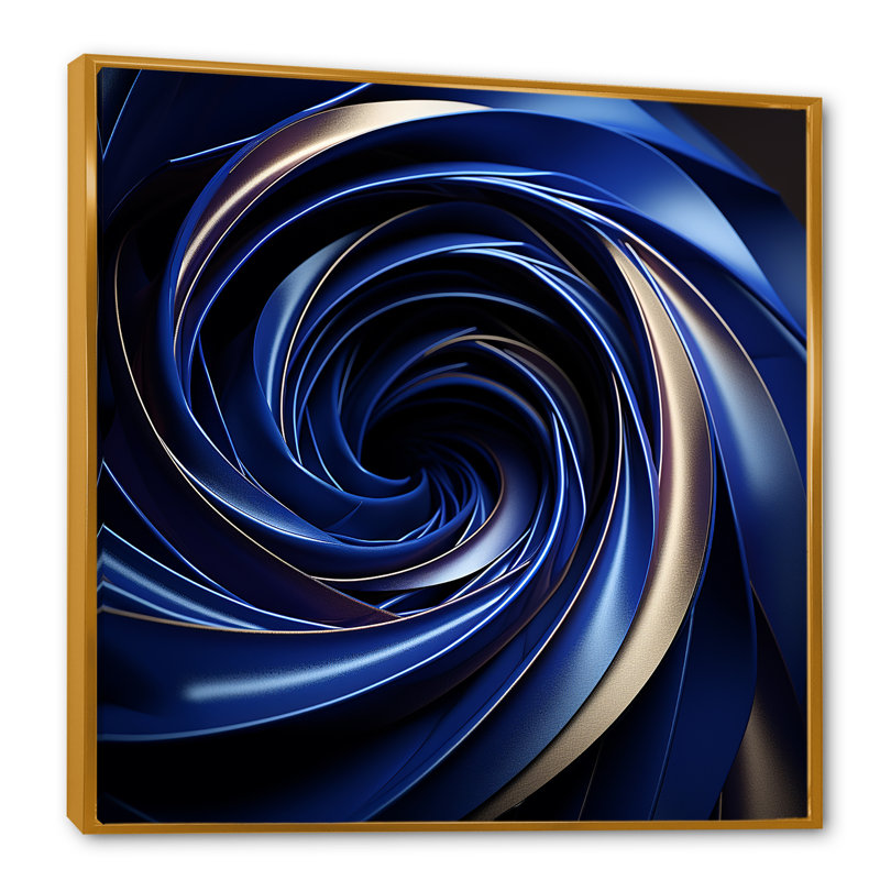 «White Intricate Inversion Hole II - Abstract Spirals», art mural, salon_106102, Cadre flottant doré