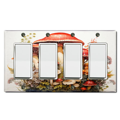 Nature Themed 4 - Gang Toggle Light Switch Standard Wall Plate