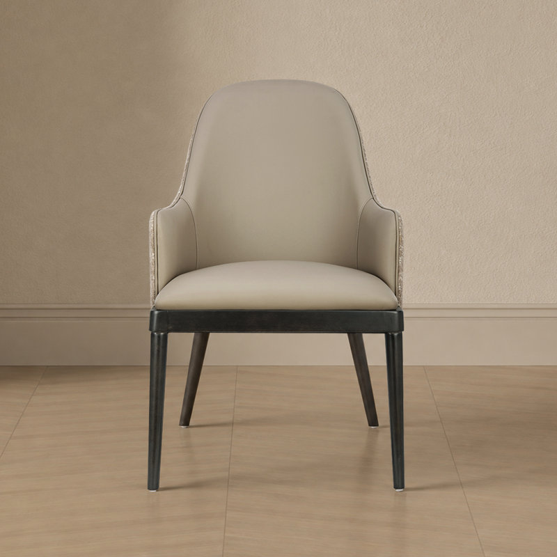 Fauteuil rembourré Drew Wood de couleur taupe, 1