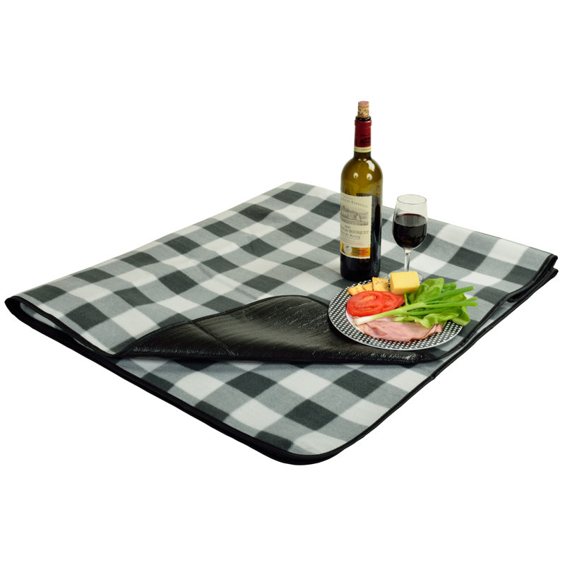 Charcoal Plaid Extra Large Water Resistant Picnic Blanket