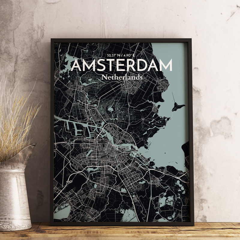 Amsterdam City Map - No Frame Print, 97.7 cm H x 50 cm W x 0.1 cm D