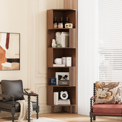 Corner Bookcase L-Shaped Bookshelf Storage Shelf For Living Room Home Office Bedroom
