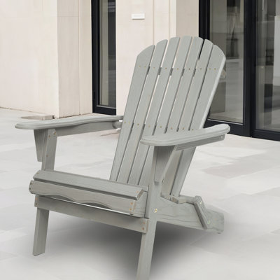 Solid Wood Pool Side Chair - Gray Foldable 2 Patio Chairs With Surface