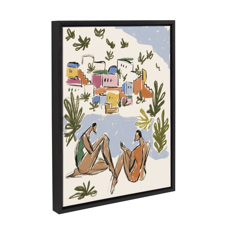 Italian Rivera Colorful Canvas Print with Black Frame